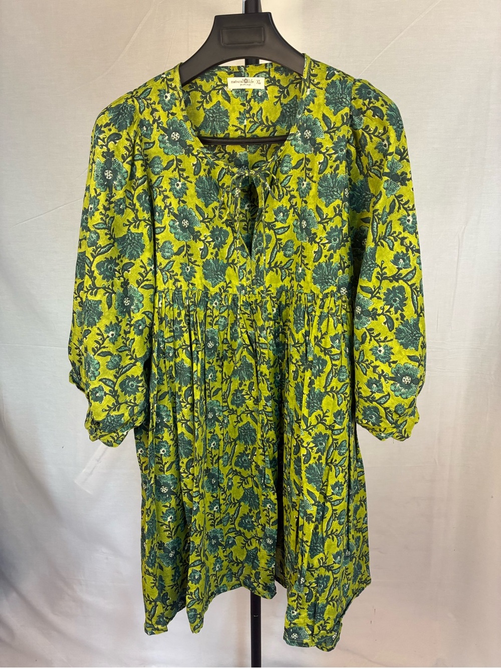 Natural Life Aimee Mini Tunic Dress - Blue Green Floral XL - Picture 2 of 9